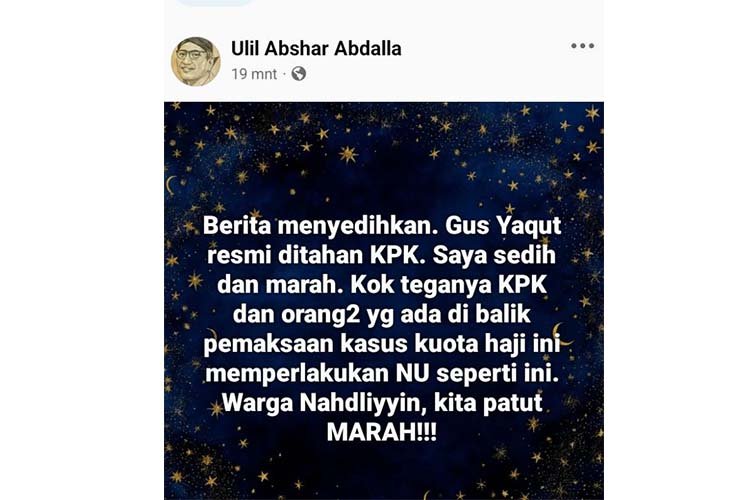 pernyataan Ulil Abshar Abdalla soal Yaqut