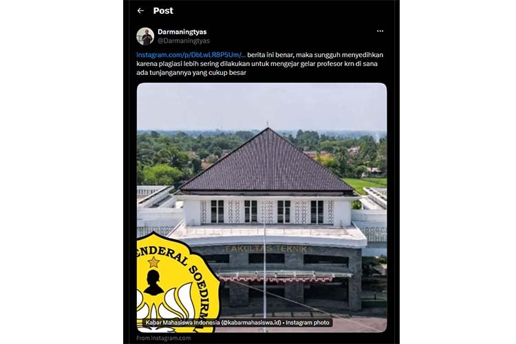 Darmaningtyas menyoroti dugaan plagiasi guru besar Unsoed