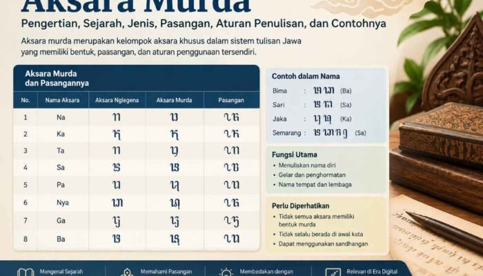 Aksara Murda Lengkap: Pengertian, Sejarah, Jenis, Pasangan, Aturan Penulisan, dan Contohnya